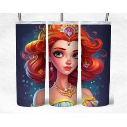 princess 20 oz skinny tumbler png, cute princess sublimation tumbler wrap, digital download