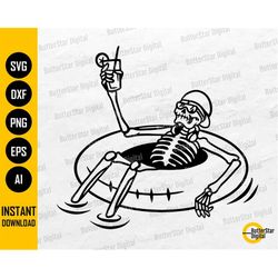 floating skeleton svg | sunglass skull svg | floater svg | cocktail drink chill relax float | cut file clipart vector di