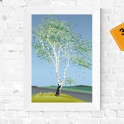 birch tree, nature, birch illustration
