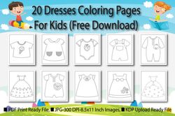 dresses coloring book pages for kids pdf | cute baby coloring book amazon kdp upload ready file | kids activity book