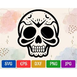 skull | svg - eps - dxf - png - jpg | black and white vector | silhouette cameo | cricut explore