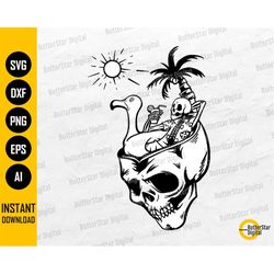 tropical skull svg | beach skeleton svg | summer chill relax flamingo cocktail | cutting file cuttable clipart vector di