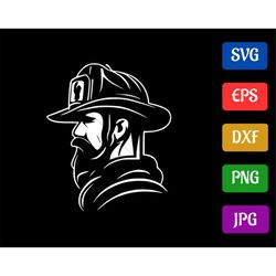 firefighter | svg - eps - dxf - png - jpg | black and white vector | silhouette cameo | cricut explore