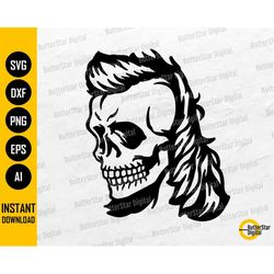 skull with mullet svg | retro skeleton t-shirt vinyl graphics | cricut cut files silhouette printable clip art vector di