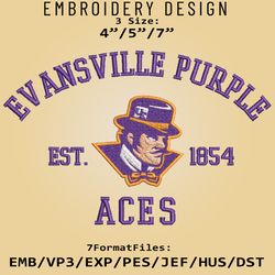 evansville purple aces embroidery design, ncaa logo embroidery files, ncaa aces, machine embroidery pattern
