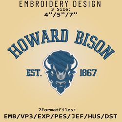 howard bison embroidery design, ncaa logo embroidery files, ncaa howard bison, machine embroidery pattern