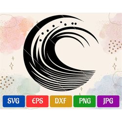 Wave SVG | Black and White Vector Cut file for Cricut | svg - eps - dxf - png - jpg | Cricut Explore | Silhouette Cameo
