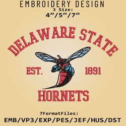 delaware state hornets embroidery design, ncaa logo embroidery files, ncaa hornets, machine embroidery pattern