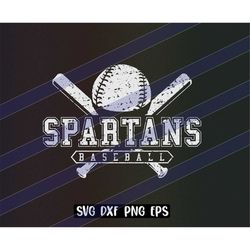 spartans baseball cutfile svg dxf png eps instant download vector school spirit distressed logo