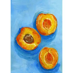 peaches fruit original art print juicy peach food interior painting