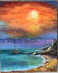 sea sunset, landscape. original painting