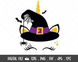 halloween unicorn svg unicorn witch face svg bat candy corn fall autumn happy halloween svg for cricut-cut files for cri