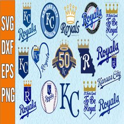 bundle 16 files kansas city royals baseball team svg,  kansas city royals svg, mlb team svg, mlb svg, png, dxf, eps, jpg