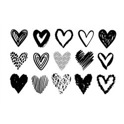 hand drawn hearts svg bundle open heart valentines's day doodles sketch love cut files for cricut png jpg dxf eps silhou