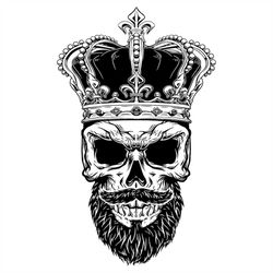 skull king svg beard crown prince skeleton clipart horror halloween cut files for cricut silhouette vector digital downl