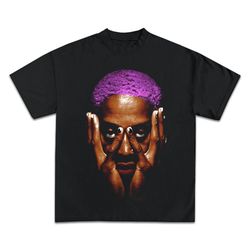 dennis rodman t-shirt | purple rare homage vintage rap tee hip hop style | chicago bulls scottie pippen the last dance