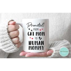 from cat mom to human mommy - new mom gift, first time mom gift, baby shower gift, new baby announcement, new baby, new