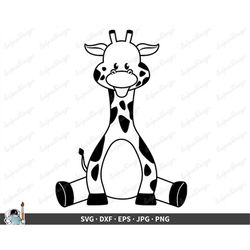 giraffe sitting svg  clip art cut file silhouette dxf eps png jpg  instant digital download