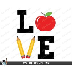 love teaching school svg  clip art cut file silhouette dxf eps png jpg  instant digital download
