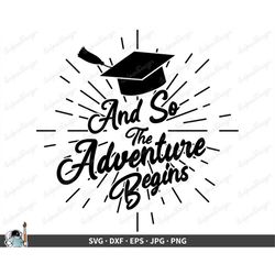 graduation adventure begins svg  clip art cut file silhouette dxf eps png jpg  instant digital download