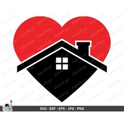 house heart property real estate svg  clip art cut file silhouette dxf eps png jpg  instant digital download