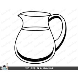 water pitcher svg  lemonade clip art cut file silhouette dxf eps png jpg  instant digital download