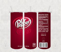 Dr Pepper Diet Tumbler Wrap, 20oz Skinny Tumbler, Straight