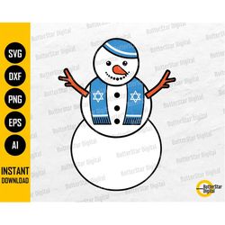 Jewish Snowman SVG | Cute Funny Hanukkah SVG | Chanukah Winter | Cricut Silhouette Cameo Cut Printable Clipart Vector Di