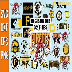 bundle 32 files pittsburgh pirates baseball team svg, pittsburgh pirates svg, mlb team  svg, mlb svg, png, dxf, eps, jpg