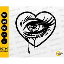 Heart With Crying Eye SVG | Heartbreak SVG | Eyelashes Pain Sorrow Hurt Unhappy Sorrow | Cutting File Clipart Vector Dig