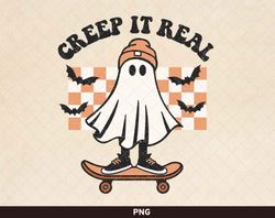 creep it real png, cool ghost png, retro ghost png, retro halloween design