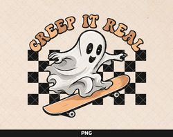 creep it real png, cool ghost png, retro ghost png, retro halloween design