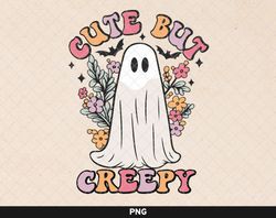 cute but creepy png sublimation, retro pink halloween png, cute ghost