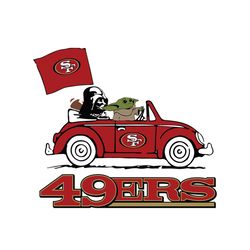 nfl football san francisco 49ers darth vader baby yoda driving star wars svg, sport svg, san francisco 49ers svg, star w