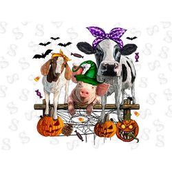 halloween farm animals sublimation design,  halloween png, pig png, halloween png design, cow png, digital download,goat
