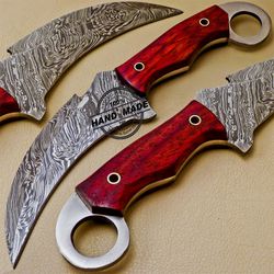 damascus karambit knife custom handmade damascus steel hunting knife, hunter boy gift, gift for men usa