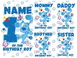 personalized blues clues birthday family of the birthday boy svg,  blues clues birthday png, custom name birthday family