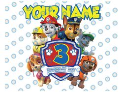 personalized dog patrol birthday boy png, paw dog patrol png, custom named age birthday girl png download gift for kids