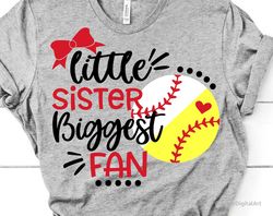 baseball sister svg, little sister biggest fan svg, half baseball softball girl baseball softball shirt svg for cricut