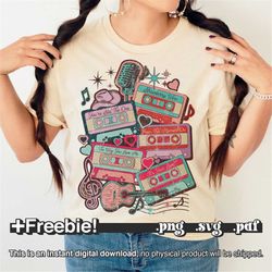 retro valentine cassette shirt png, 90's country music love songs cassette tapes png, western valentine png, valentine s
