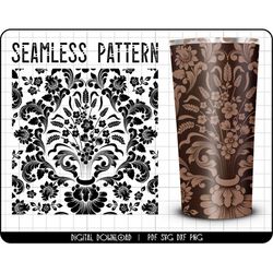 seamless floral pattern svg, tooled leather svg, tumbler wrap sublimation, floral svg files, floral wallpaper svg, seaml