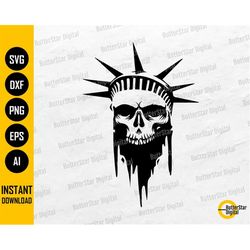 dripping statue of liberty skull svg | new york svg | america t-shirt vinyl graphics | cricut cut file clipart vector di