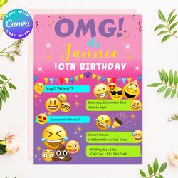 emoji invitation, emoji birthday invitation, emoji party invitation, emoji birthday party invitation, emoji invites