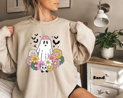 halloween t-shirt, vintage floral ghost halloween shirt, retro fall sweatshirt, vintage ghost hoodie, happy halloween pa