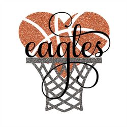 eagles basketball heart glitter and no glitter svg/png