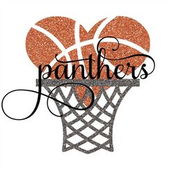 panthers basketball heart hoop glitter svg