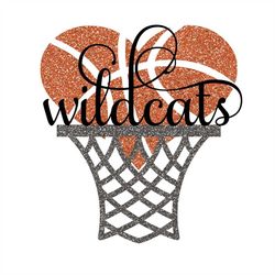 wildcats basketball heart glitter svg