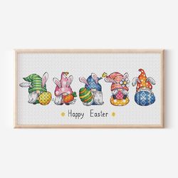 gnome cross stitch pattern pdf, set easter leprechaun cross stitch, easter gnome embroidery instant download, easter day