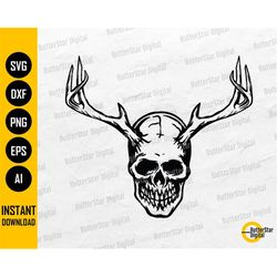 Skull With Antlers SVG | Deer SVG | Elk SVG | Gothic Animal Decal Graphics | Cricut Cutting File Cameo Clipart Vector Di