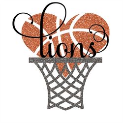 lions basketball heart hoop with and without glitter svg/png